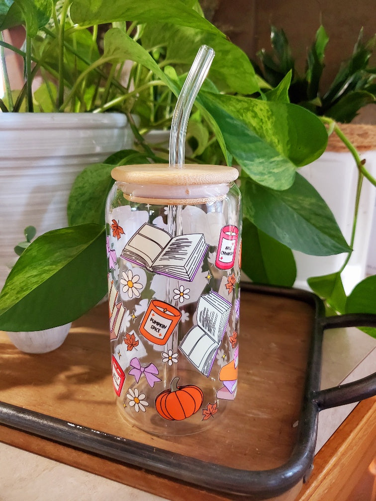 Books & Candles - Glass Cup