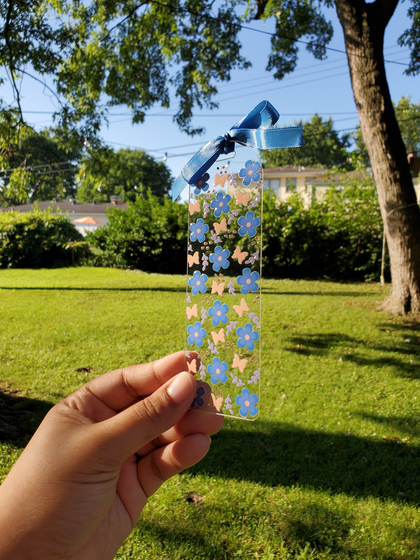 Blue Flowers - Acrylic Bookmark