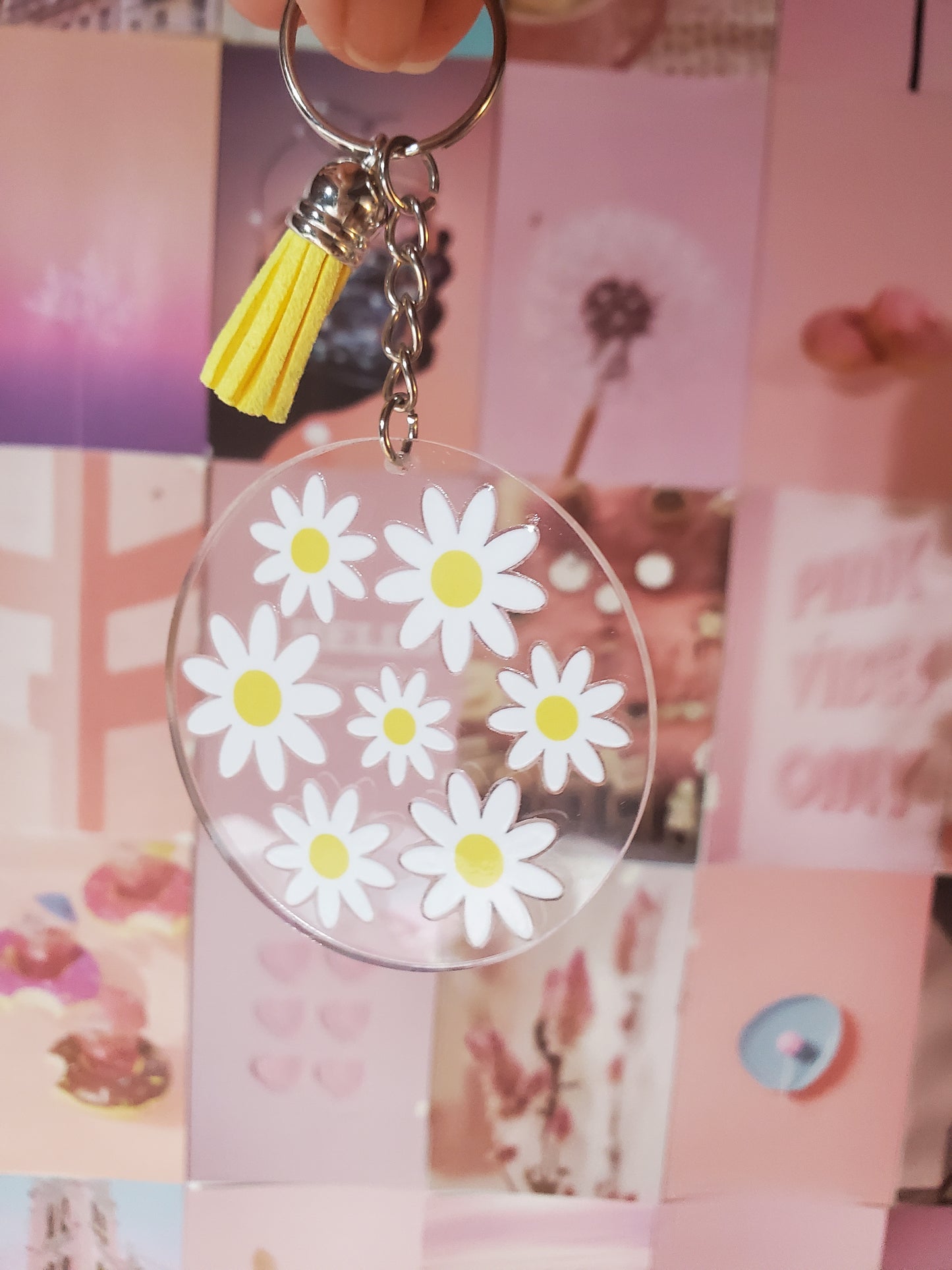 White Flowers Keychain