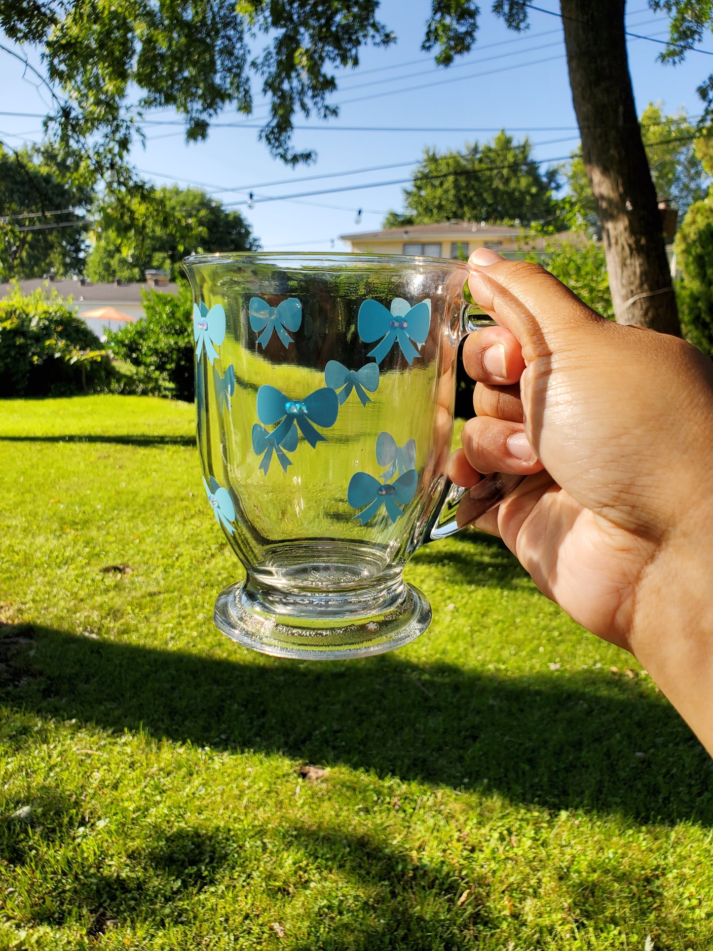 Blue Bow Clear Mug