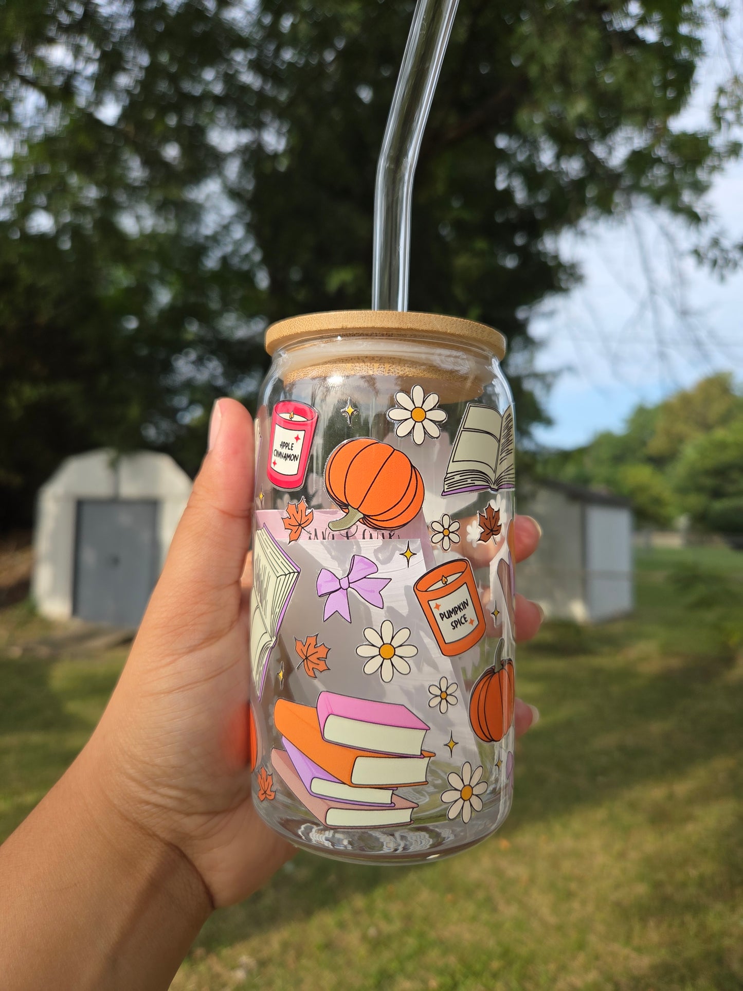 Books & Candles - Glass Cup