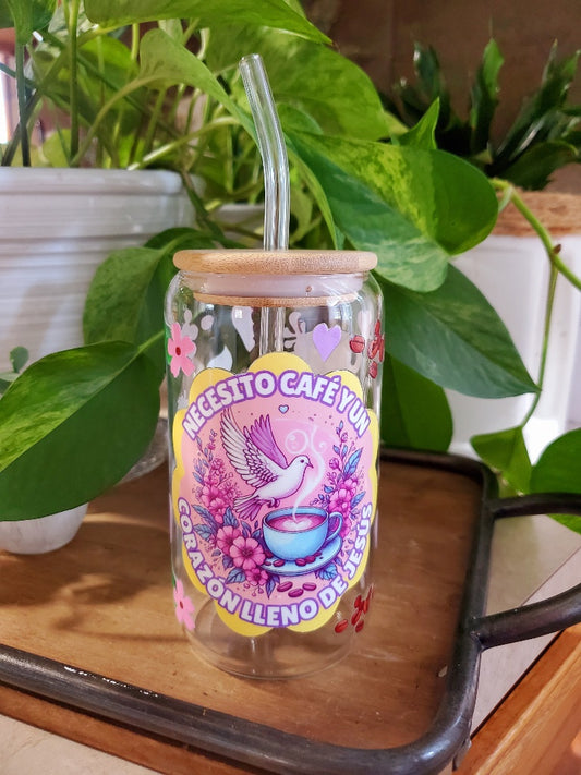 Necesito Cafe - Glass Cup