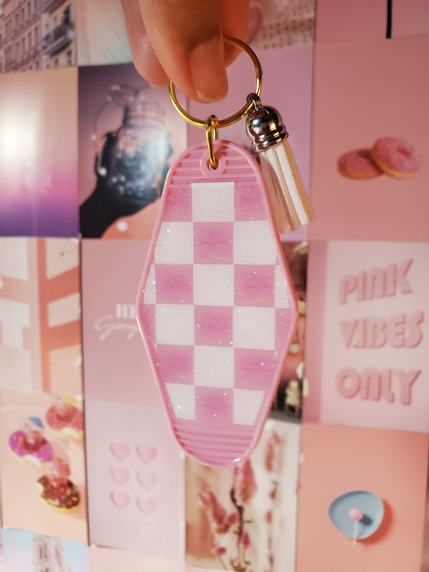Bow Checkerboard Keychain