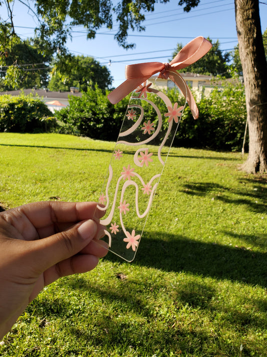 Beige Flowers - Acrylic Bookmark