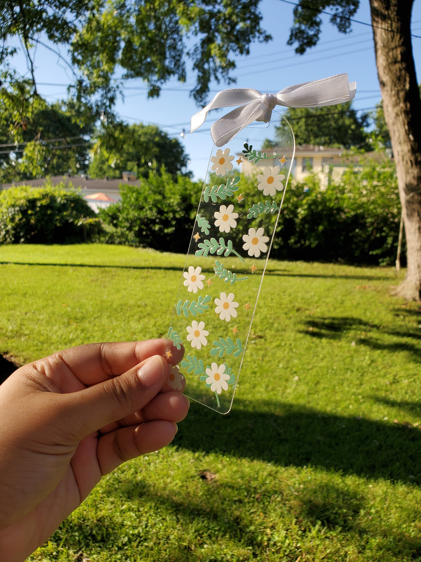 White Flowers 2 - Acrylic Bookmark