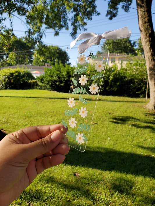 White Flowers 2 - Acrylic Bookmark