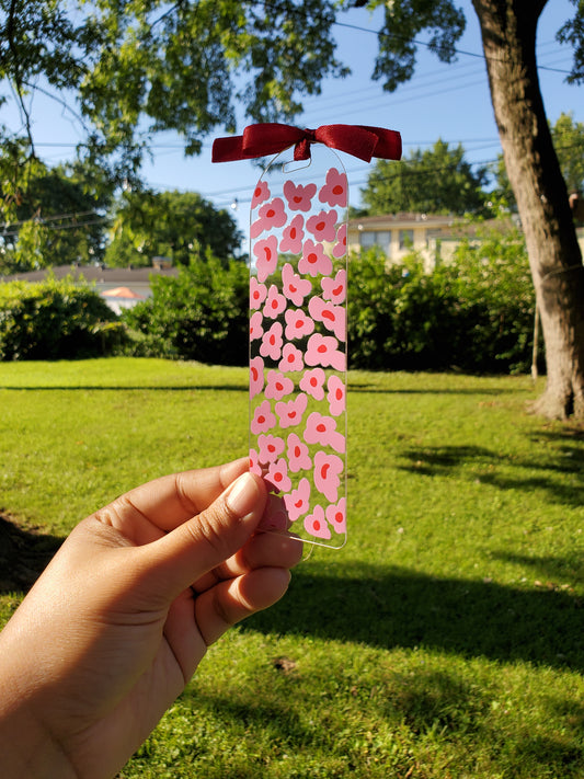 Pink Flowers - Acrylic Bookmark
