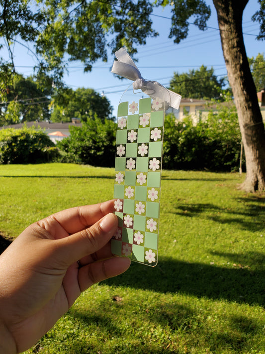 Green Checkerboard - Acrylic Bookmark