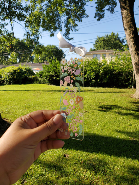 Mushrooms & Bows - Acrylic Bookmark