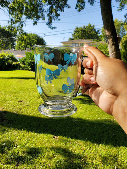 Blue Bow Clear Mug