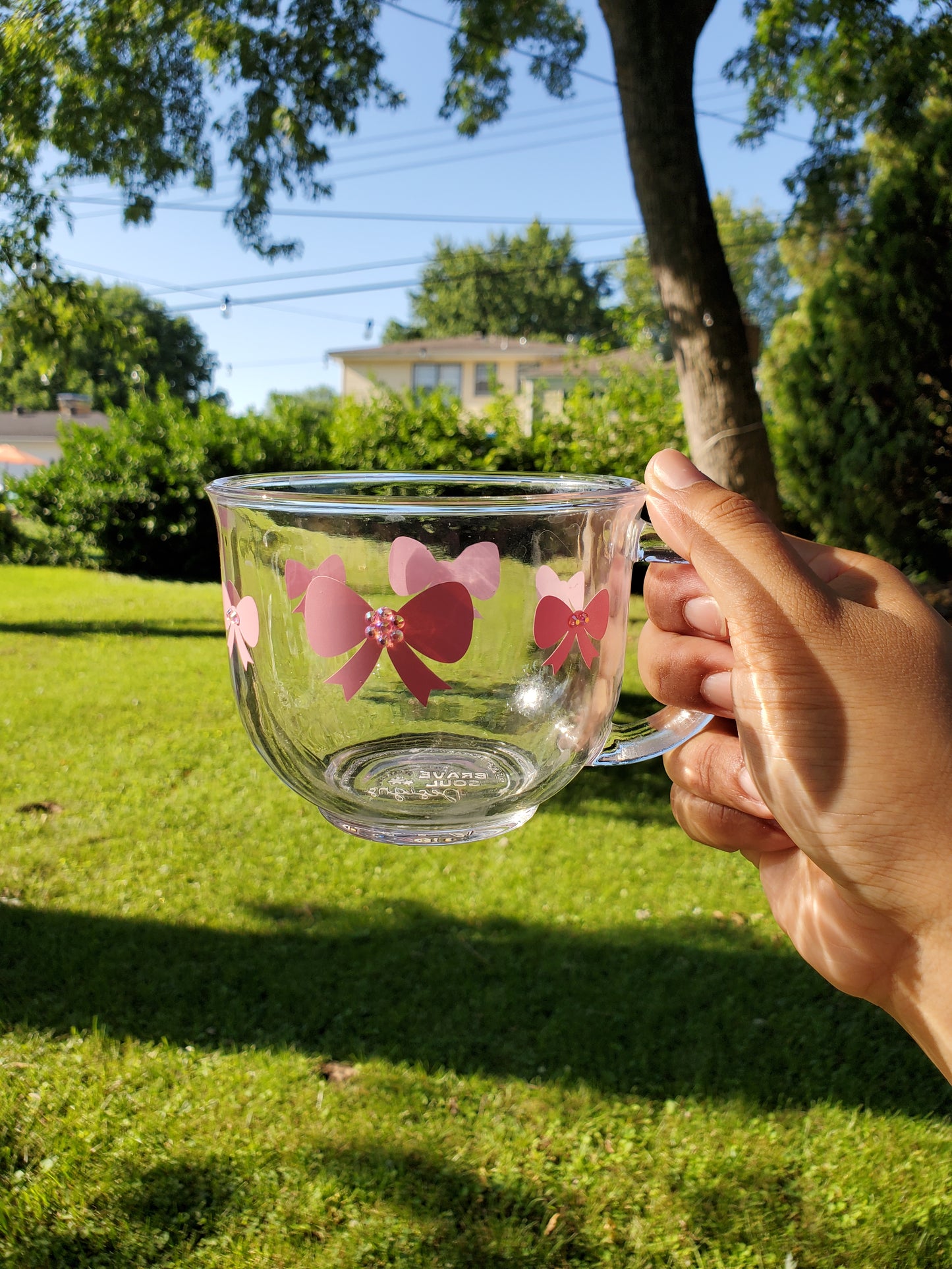 Pink Bow Clear Mug