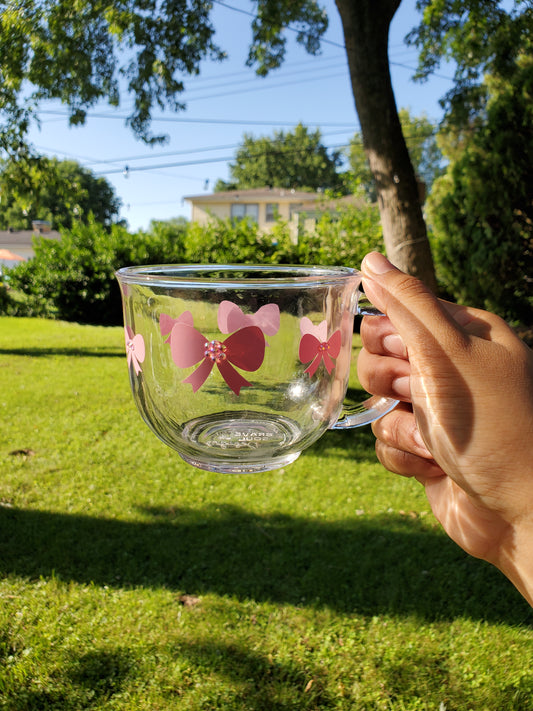 Pink Bow Clear Mug