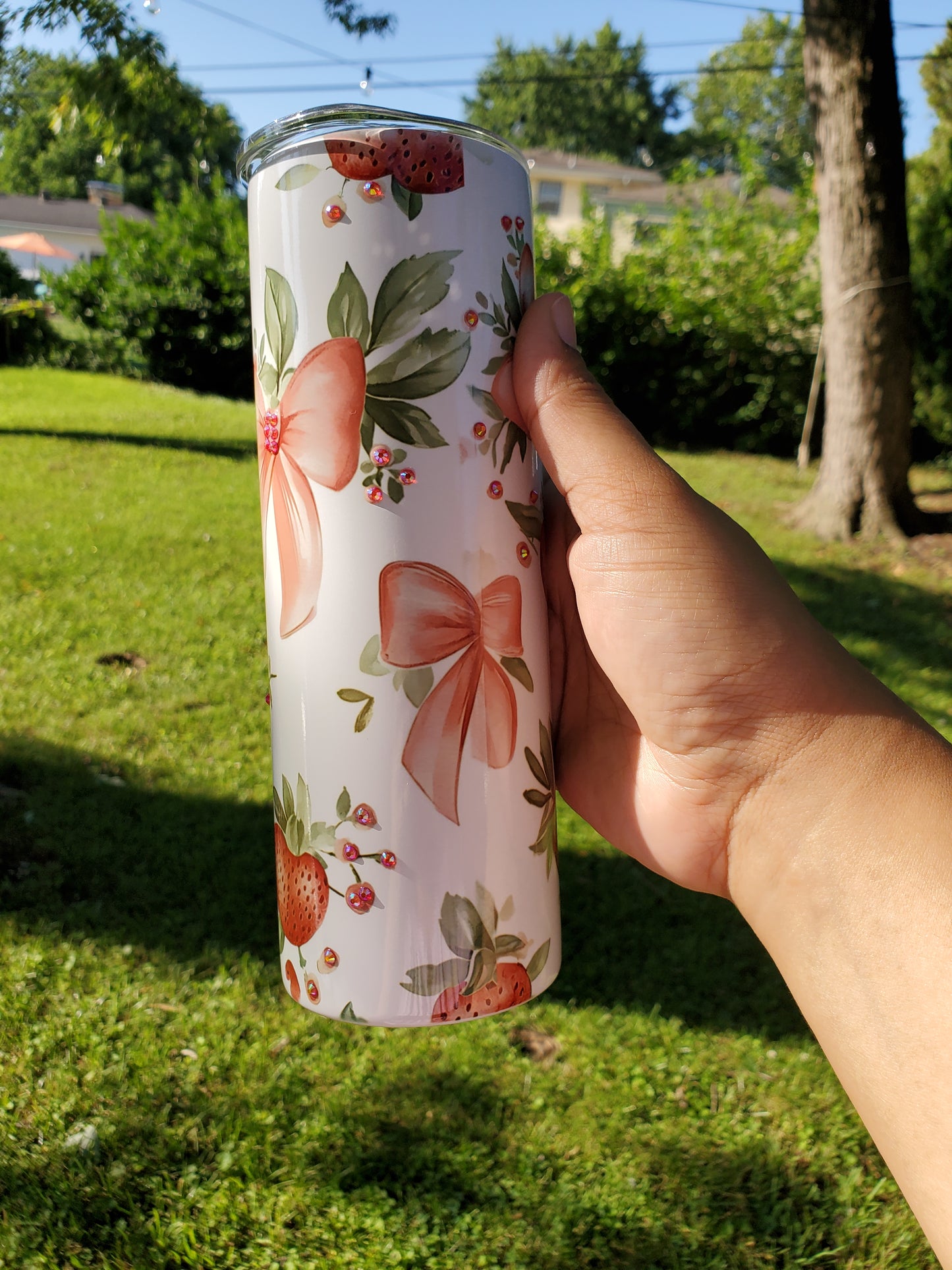 Strawberries & Bows - Stainless Steel Tumbler
