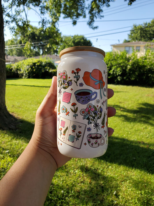 Tea Time - White Glass Cup